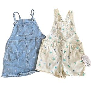 Floral Denim and Cream Overalls Bundle
